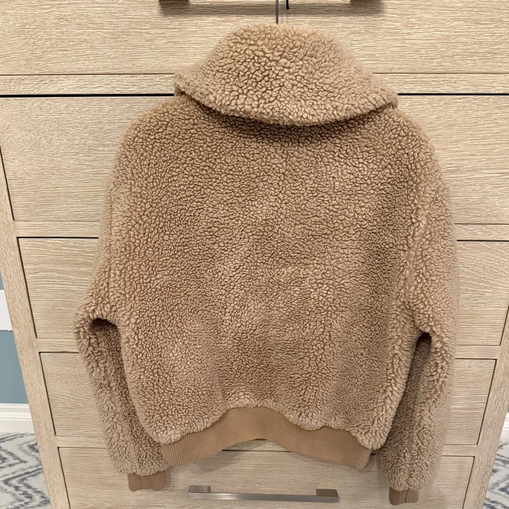 ARITZIA Wilfred Free Tan Teddy Bomber Jacket - Picture 2 of 5